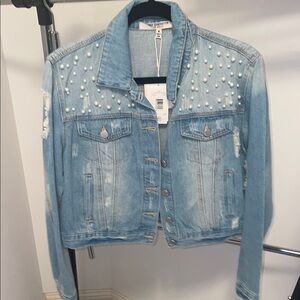 Pearl Embellished Denim Jacket